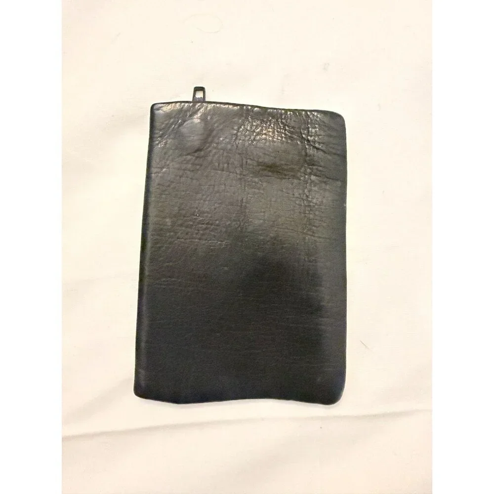 Brookstone Black Leather Money Clip Coin Pouch